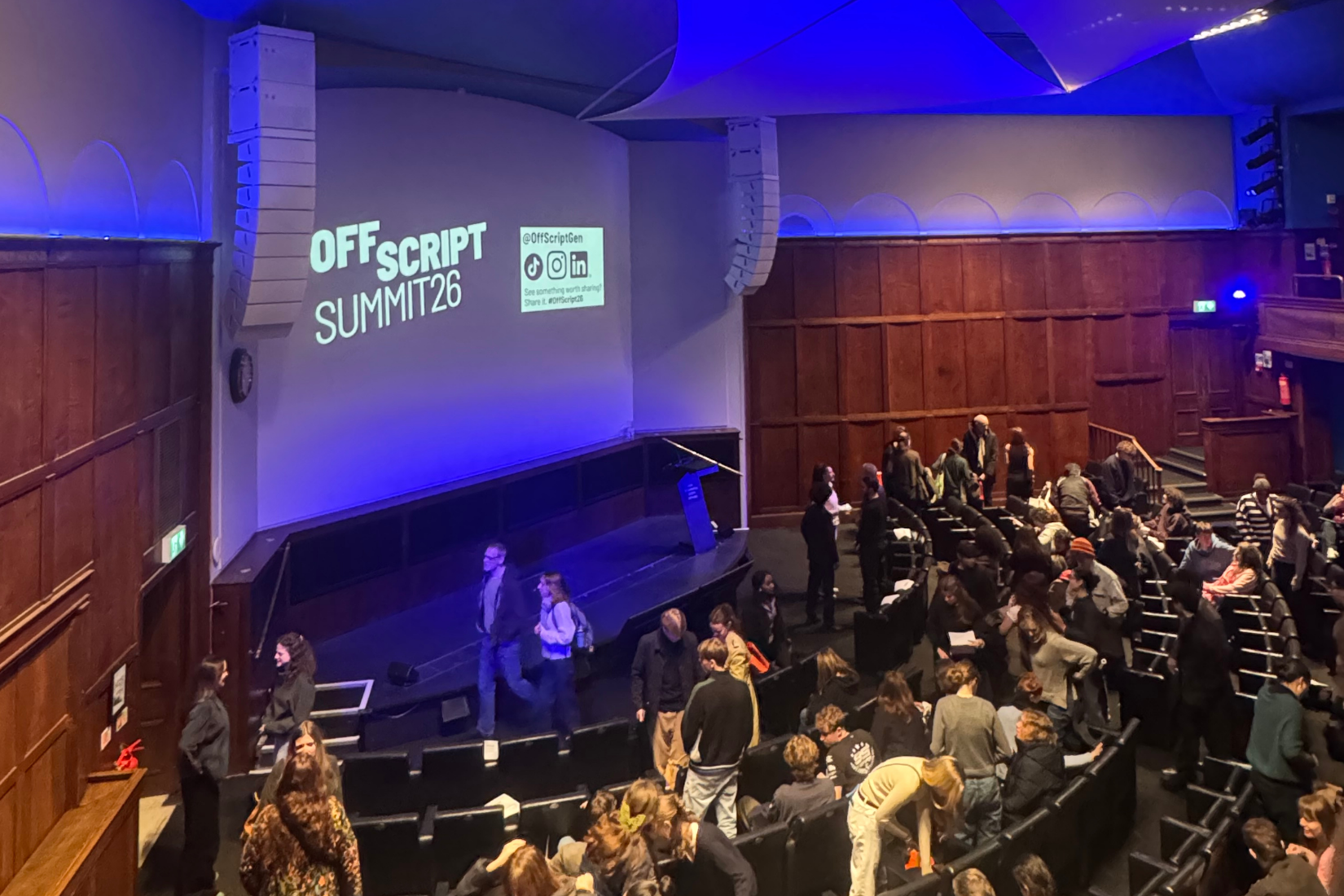 Photo of stage and audience at the Off Script Summit 2026