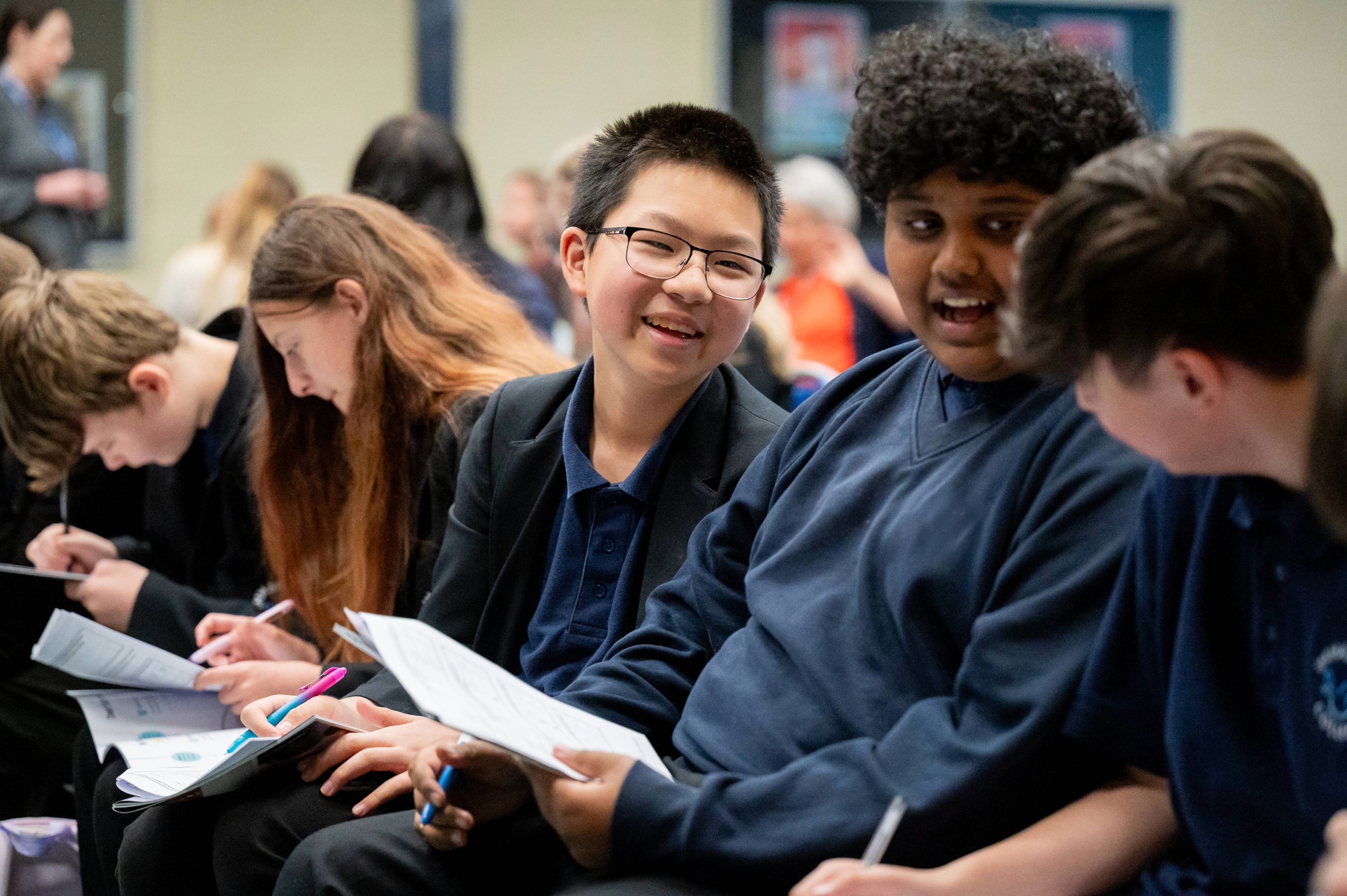 Photo of year 8 students smiling.